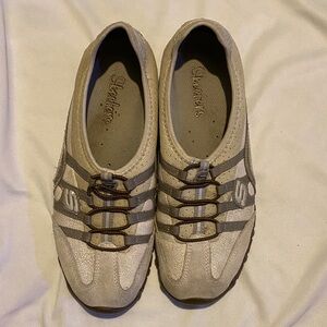 Skechers Slip-On Athletic Shoes in Beige and Gray